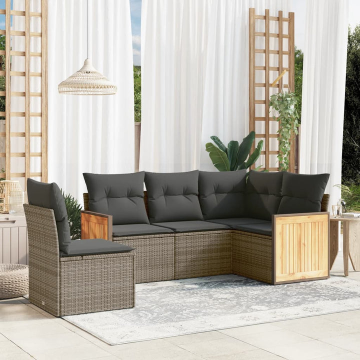 Set Mobilier De Grădină Cu Perne, 6 Piese, Negru, Poliratan