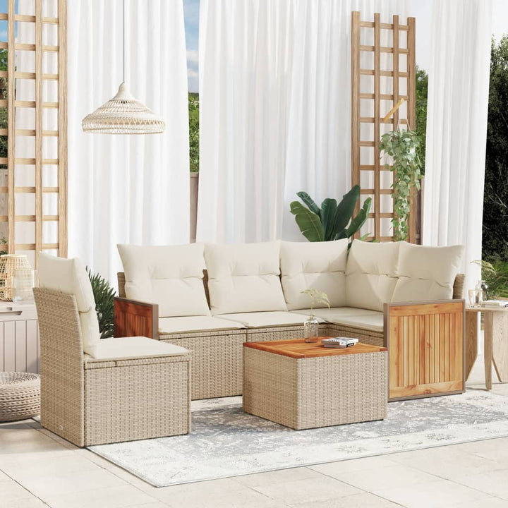 Set Mobilier De Grădină Cu Perne, 6 Piese, Negru, Poliratan