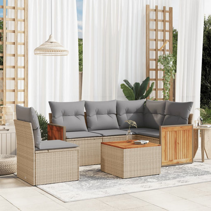 Set Mobilier De Grădină Cu Perne, 6 Piese, Negru, Poliratan