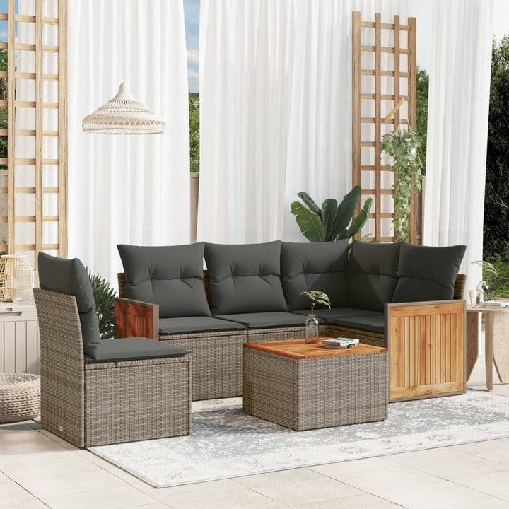 Set Mobilier De Grădină Cu Perne, 6 Piese, Negru, Poliratan