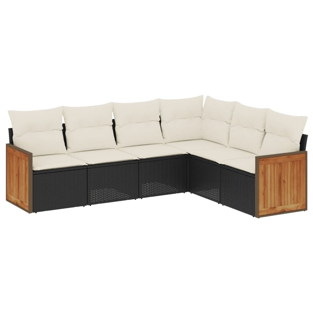Set Mobilier De Grădină Cu Perne, 6 Piese, Negru, Poliratan