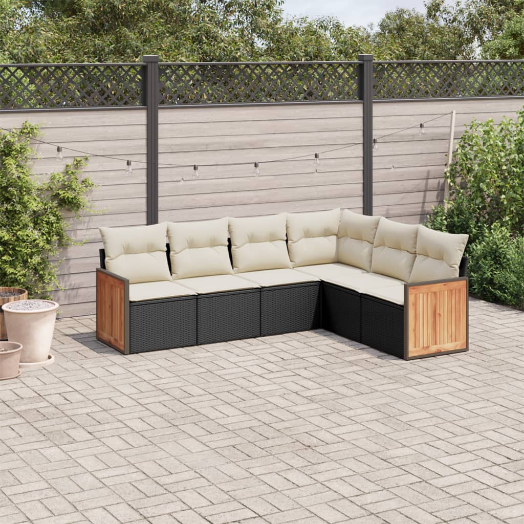 Set Mobilier De Grădină Cu Perne, 6 Piese, Negru, Poliratan