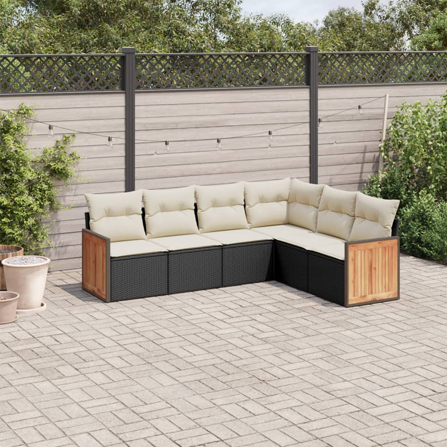 Set Mobilier De Grădină Cu Perne, 6 Piese, Negru, Poliratan