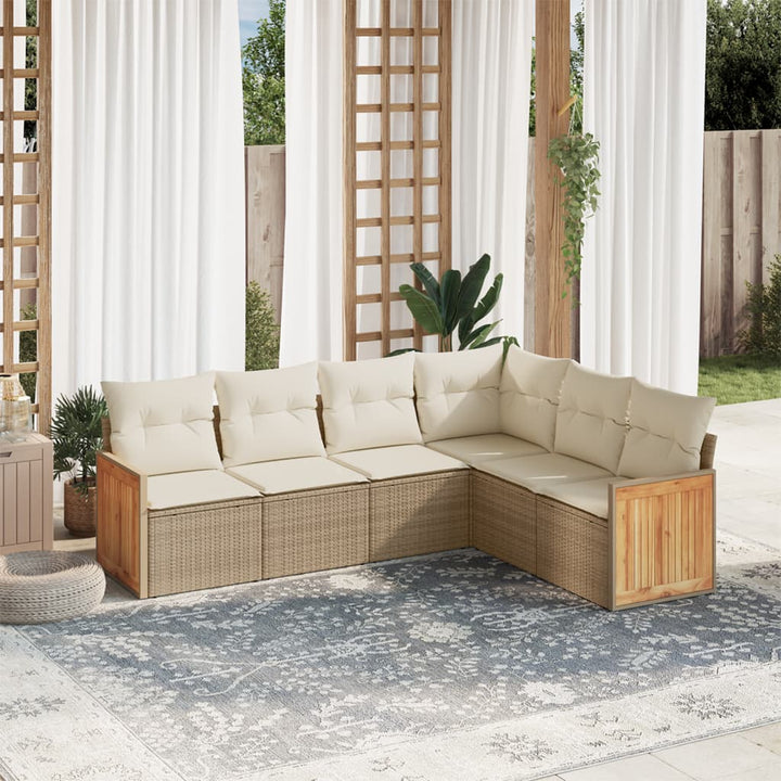 Set Mobilier De Grădină Cu Perne, 6 Piese, Negru, Poliratan