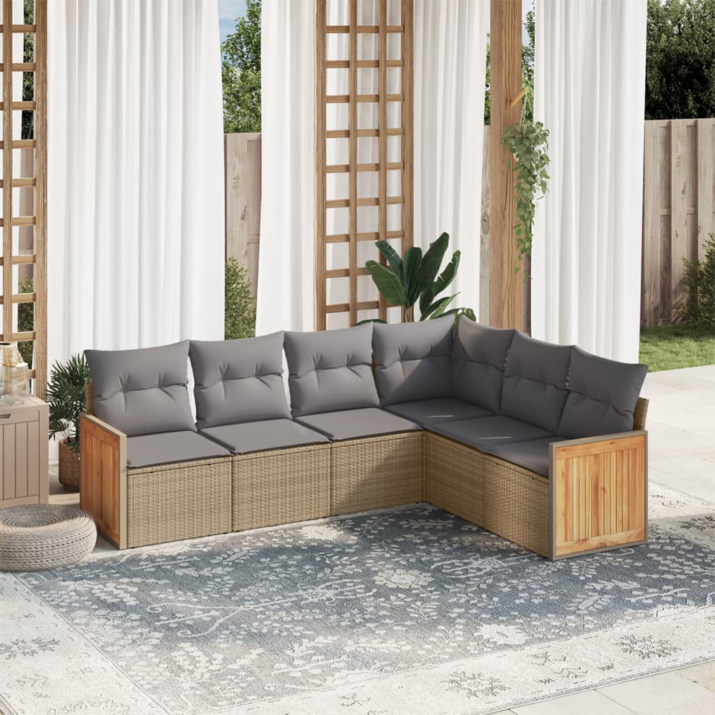 Set Mobilier De Grădină Cu Perne, 6 Piese, Negru, Poliratan