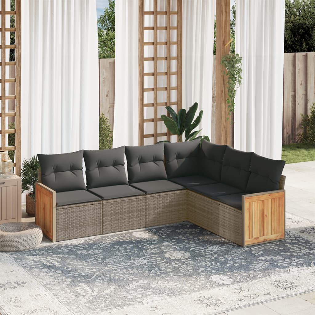 Set Mobilier De Grădină Cu Perne, 6 Piese, Negru, Poliratan