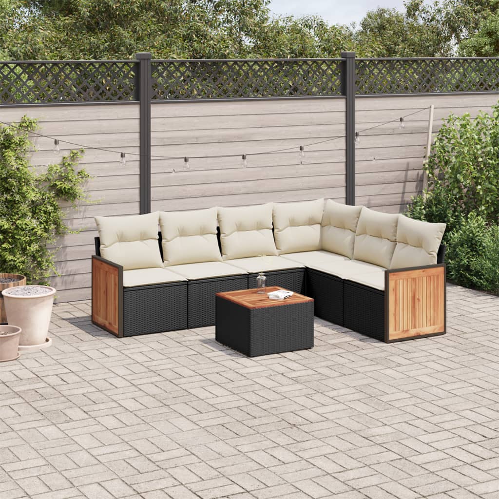 Set Mobilier De Grădină Cu Perne, 6 Piese, Negru, Poliratan