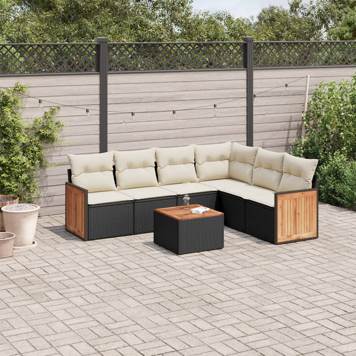 Set Mobilier De Grădină Cu Perne, 6 Piese, Negru, Poliratan