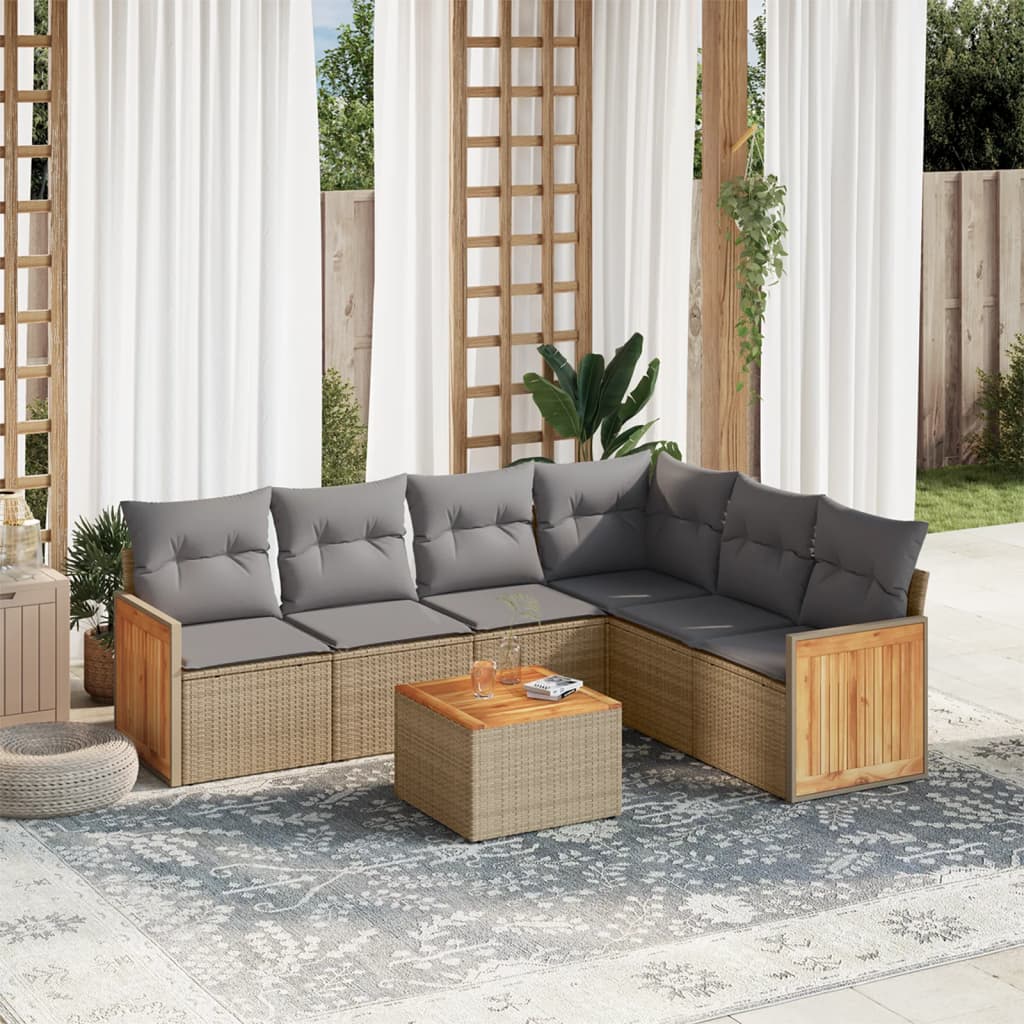 Set Mobilier De Grădină Cu Perne, 6 Piese, Negru, Poliratan