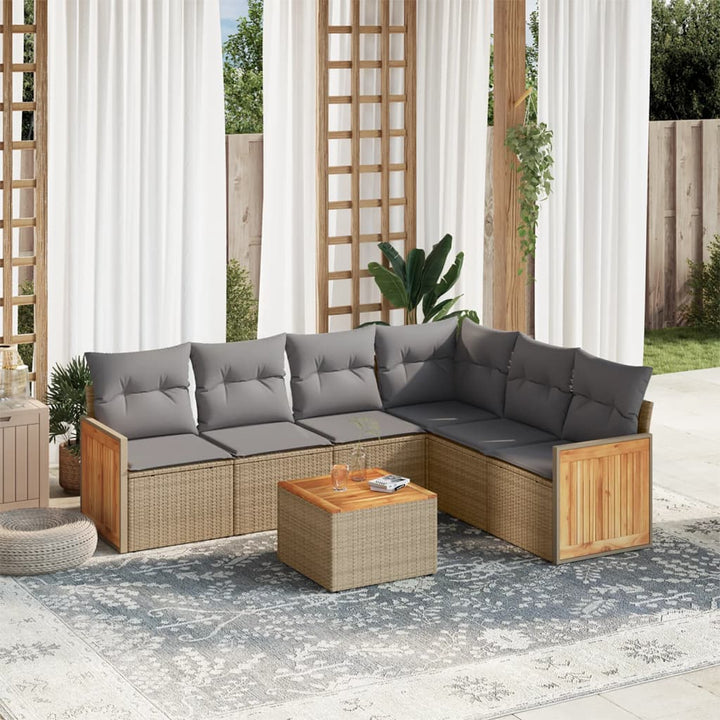 Set Mobilier De Grădină Cu Perne, 6 Piese, Negru, Poliratan