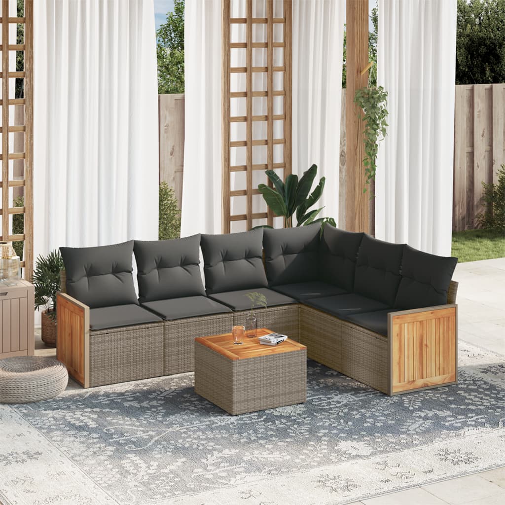 Set Mobilier De Grădină Cu Perne, 6 Piese, Negru, Poliratan