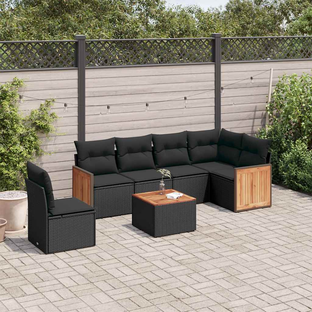 Set Canapele De Grădină, 7 Piese, Cu Perne, , Poliratan