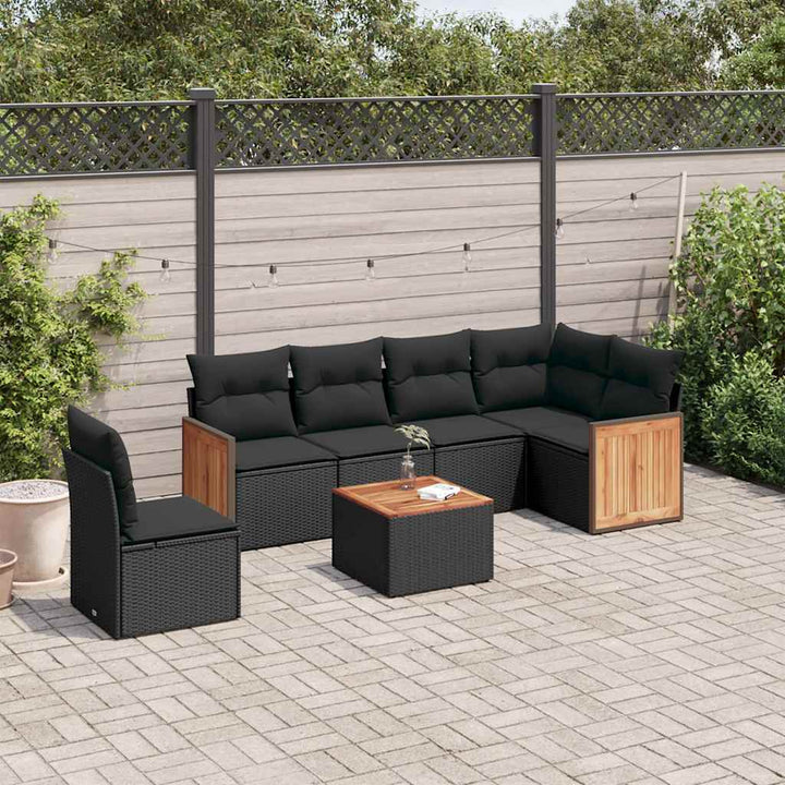 Set Canapele De Grădină, 7 Piese, Cu Perne, , Poliratan