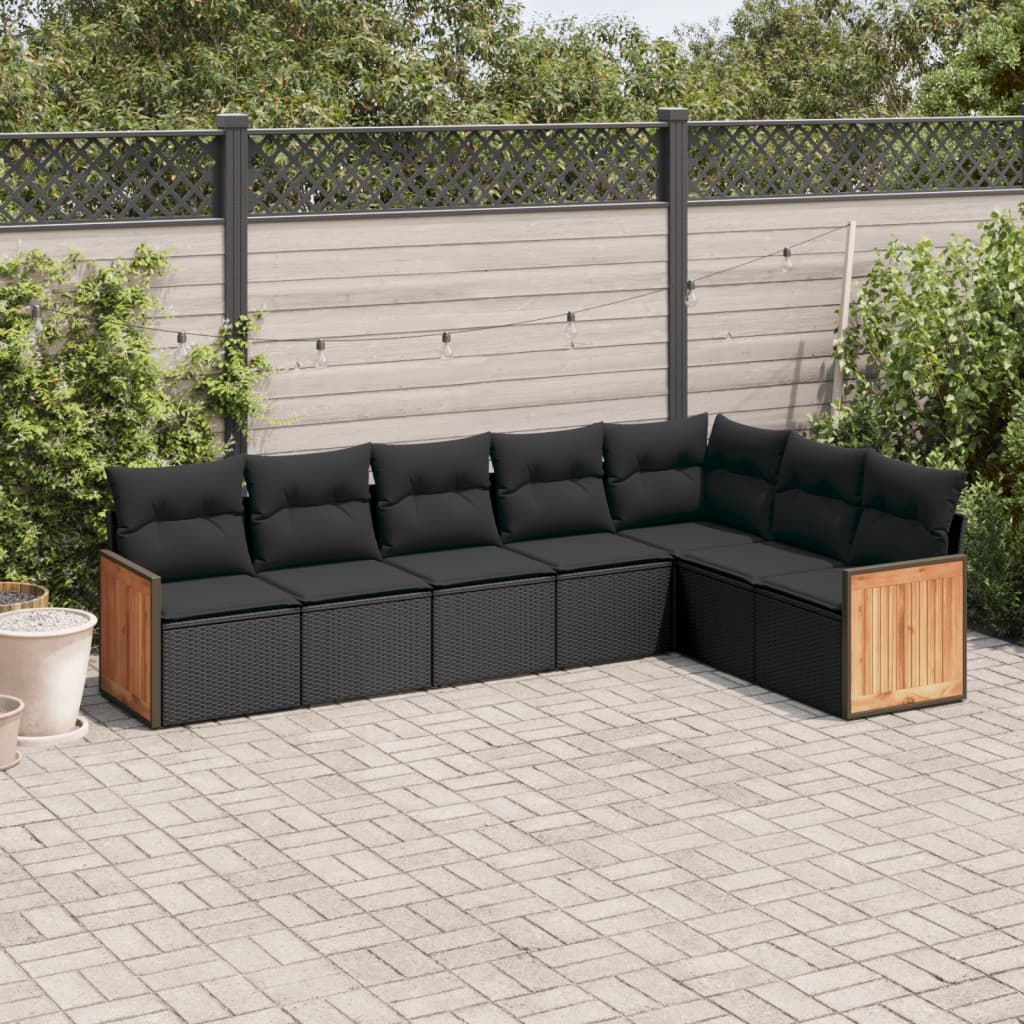 Set Canapele De Grădină, 7 Piese, Cu Perne, Bej, Poliratan