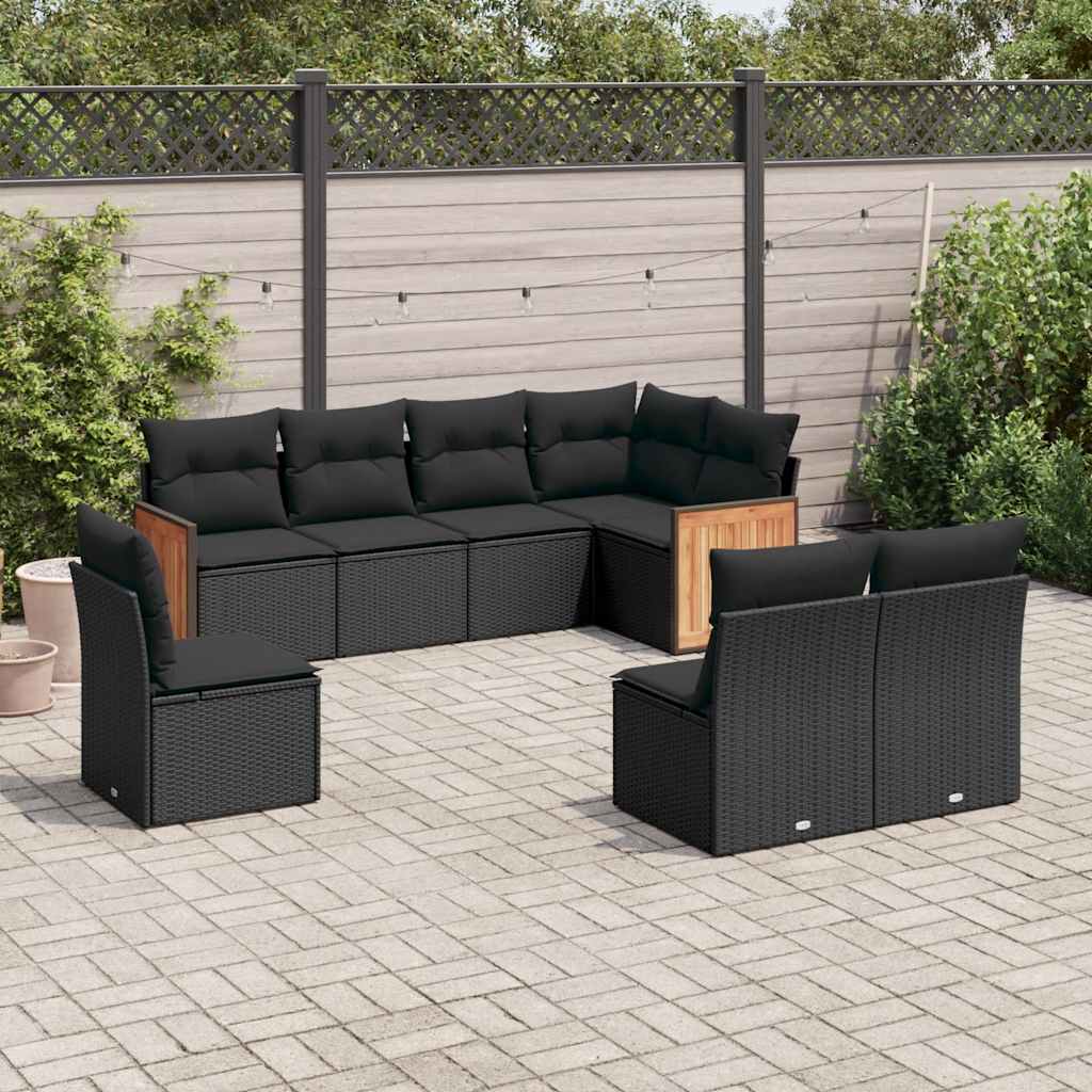 Set Canapele De Grădină, 8 Piese, Cu Perne, Bej, Poliratan