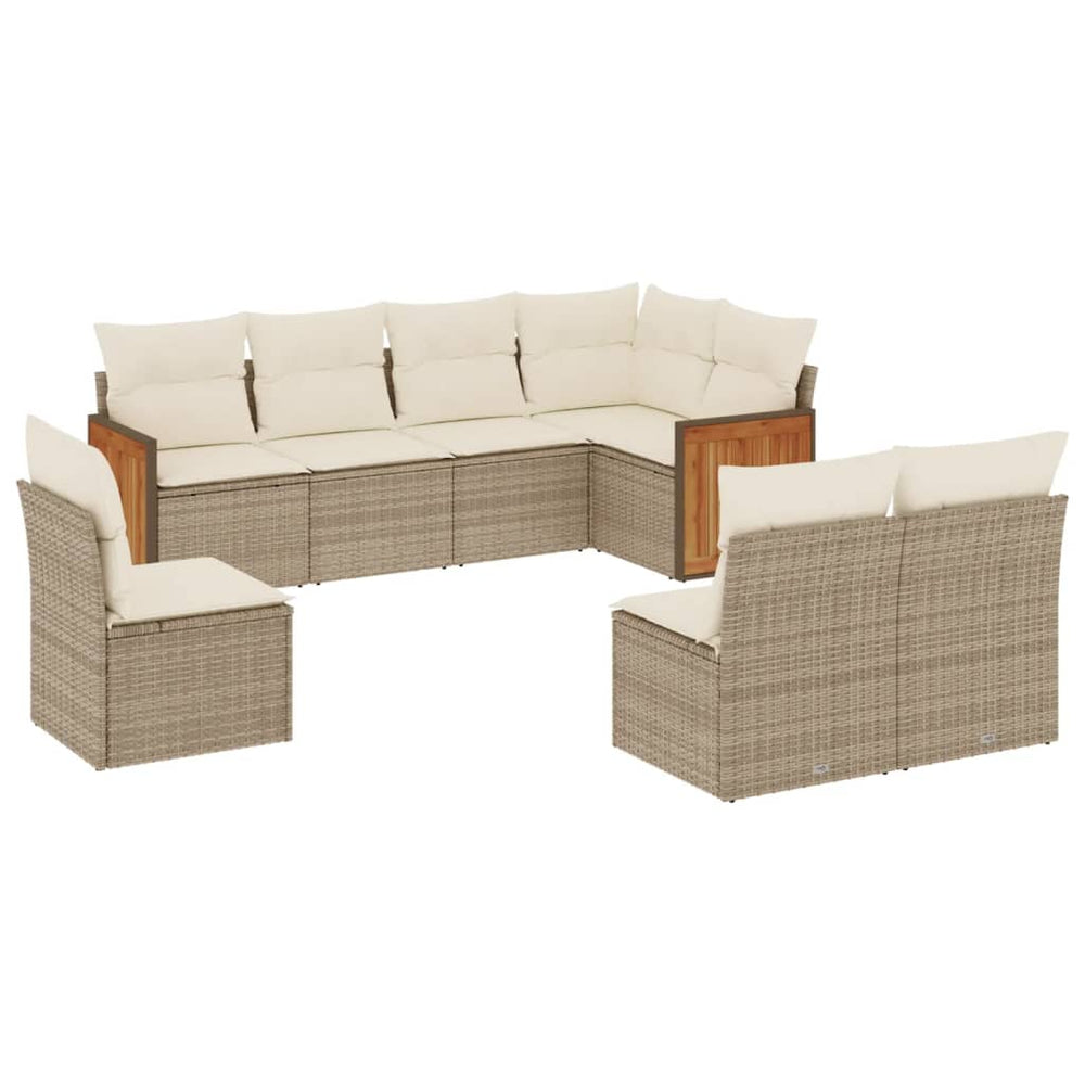 Set Canapele De Grădină, 8 Piese, Cu Perne, Bej, Poliratan