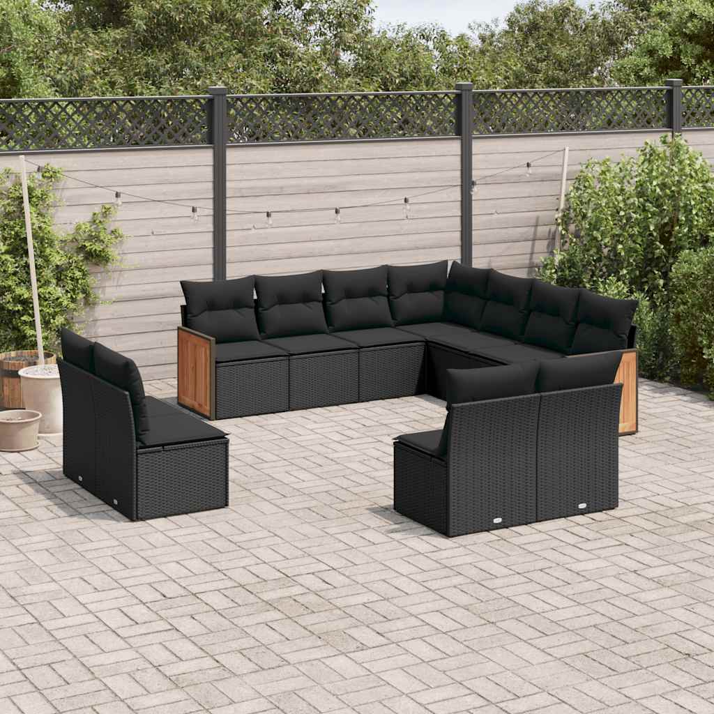 Set Canapele De Grădină Cu Perne, 11 Piese, , Poliratan