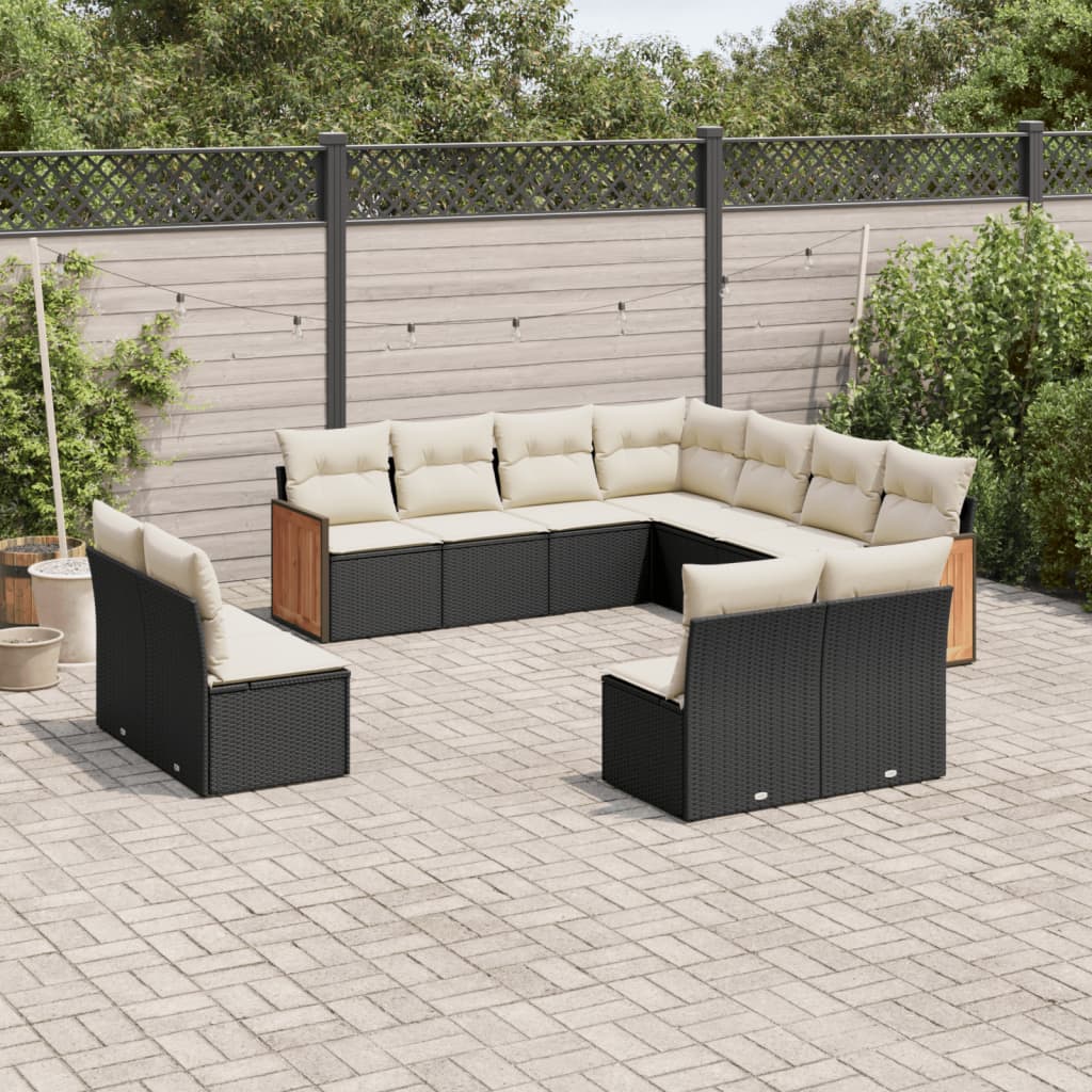 Set Canapele De Grădină Cu Perne, 11 Piese, , Poliratan