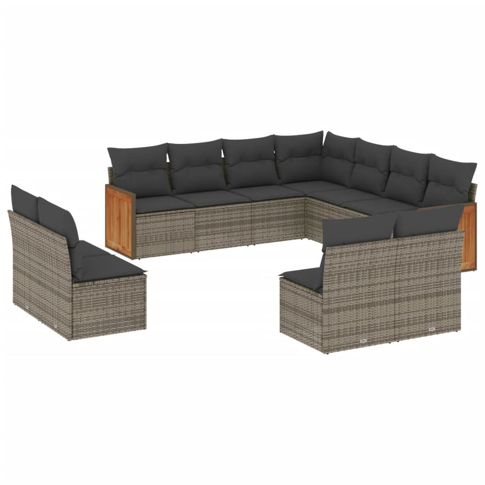 Set Canapele De Grădină Cu Perne, 11 Piese, , Poliratan