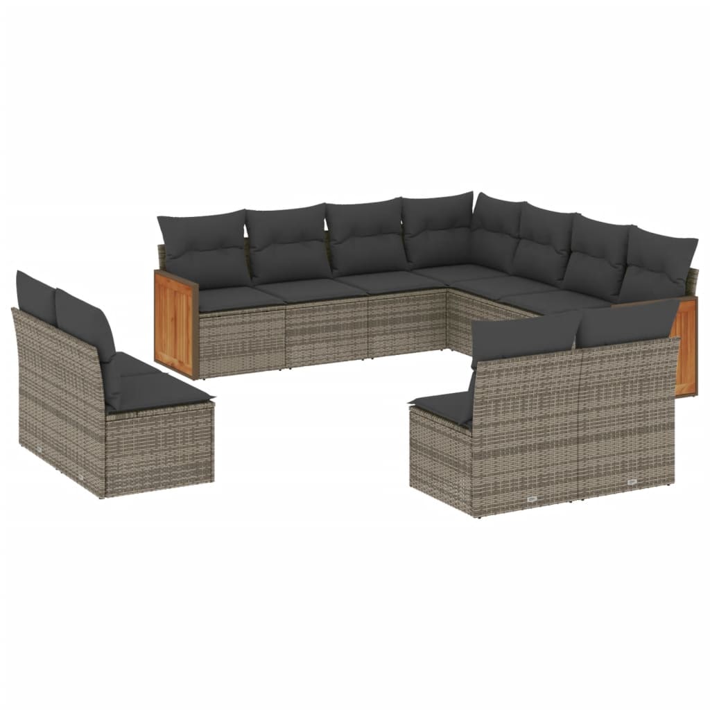 Set Canapele De Grădină Cu Perne, 11 Piese, , Poliratan