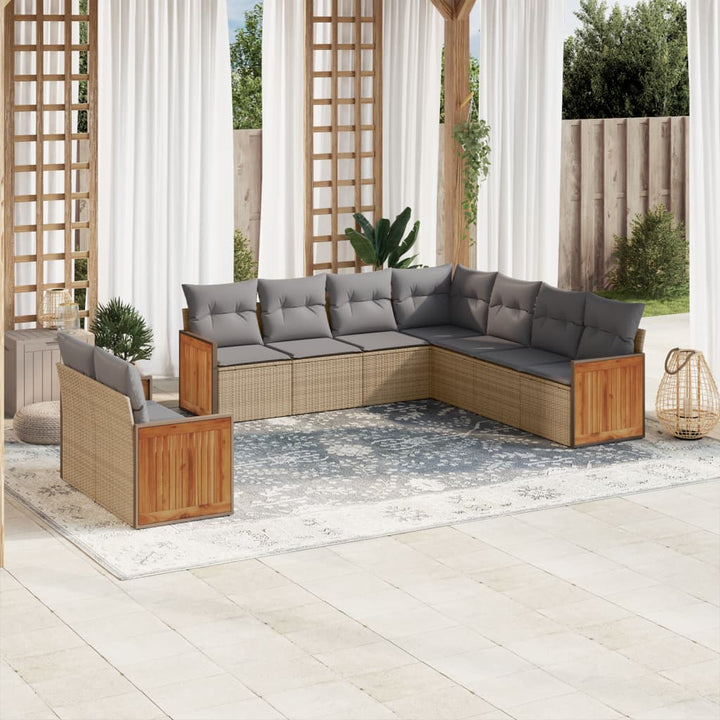 Set Mobilier De Grădină Cu Perne, 10 Piese, , Poliratan