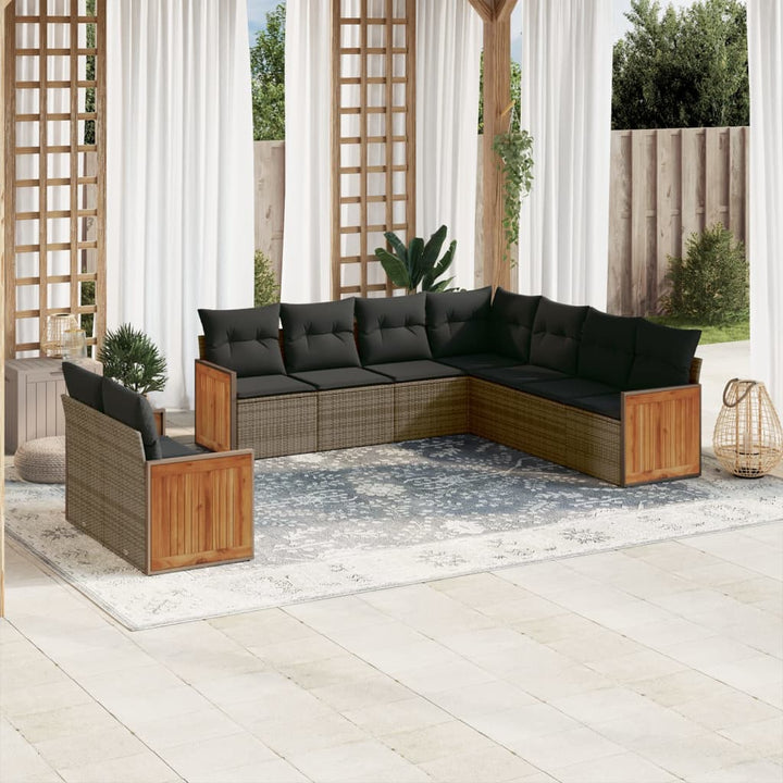 Set Mobilier De Grădină Cu Perne, 10 Piese, , Poliratan