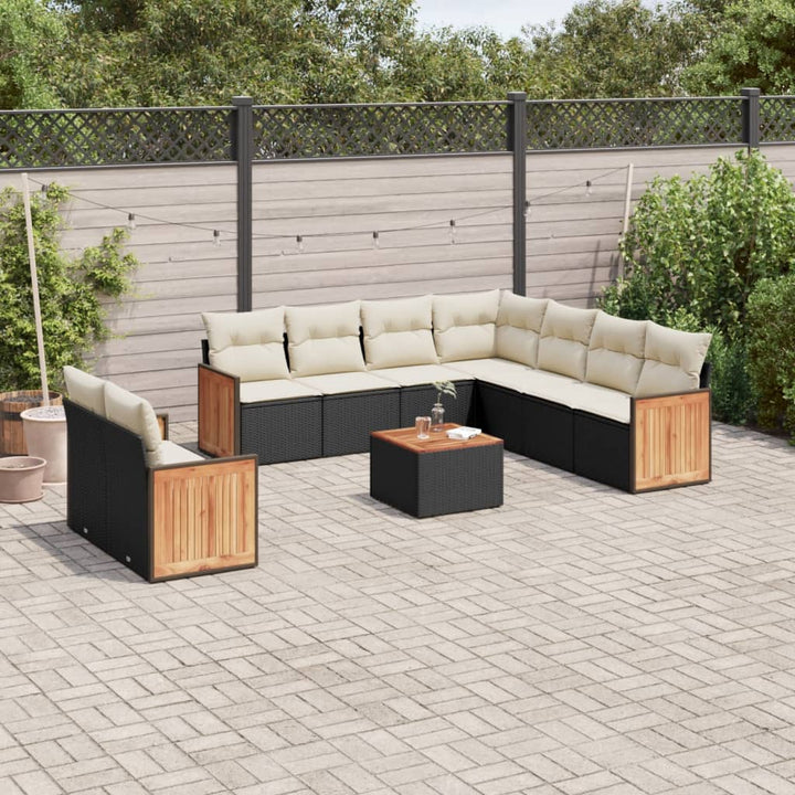 Set Mobilier De Grădină Cu Perne, 10 Piese, , Poliratan