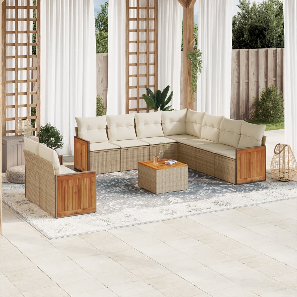 Set Mobilier De Grădină Cu Perne, 10 Piese, , Poliratan