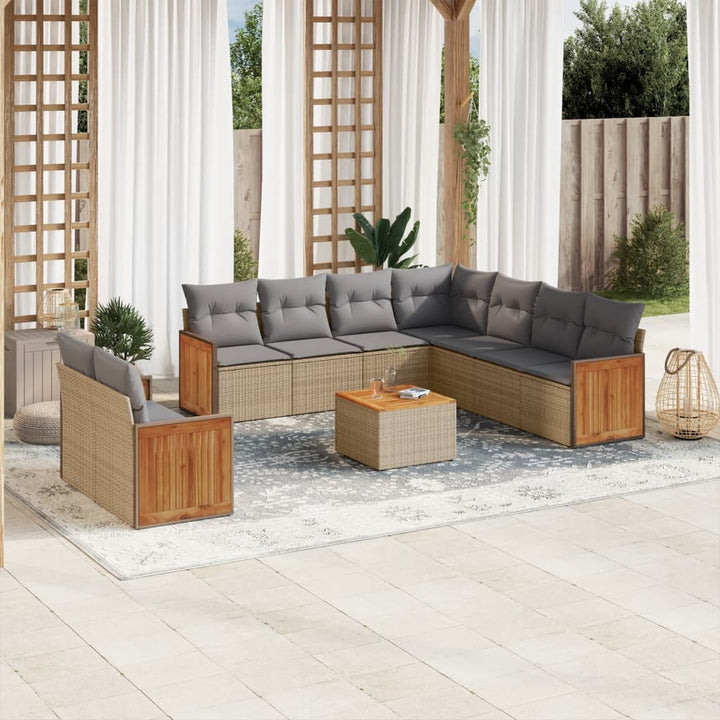 Set Mobilier De Grădină Cu Perne, 10 Piese, , Poliratan