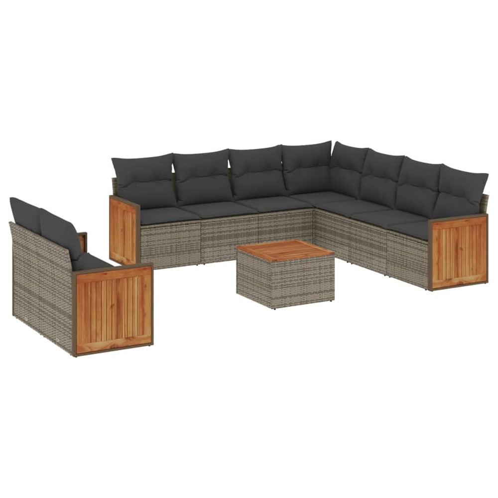 Set Mobilier De Grădină Cu Perne, 10 Piese, , Poliratan