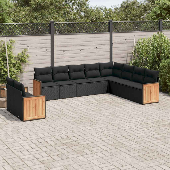 Set Mobilier De Grădină Cu Perne, 10 Piese, , Poliratan