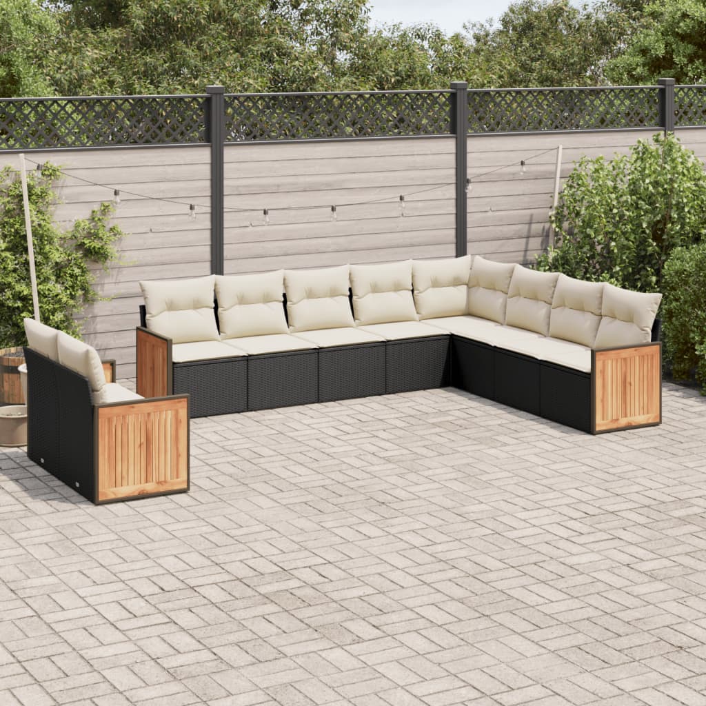 Set Mobilier De Grădină Cu Perne, 10 Piese, , Poliratan