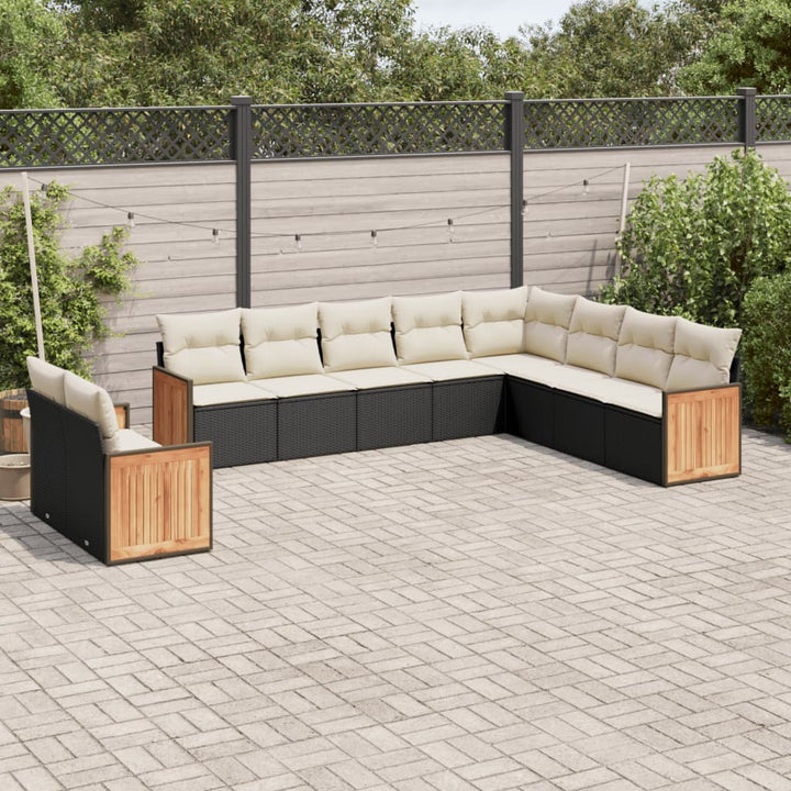 Set Mobilier De Grădină Cu Perne, 10 Piese, , Poliratan