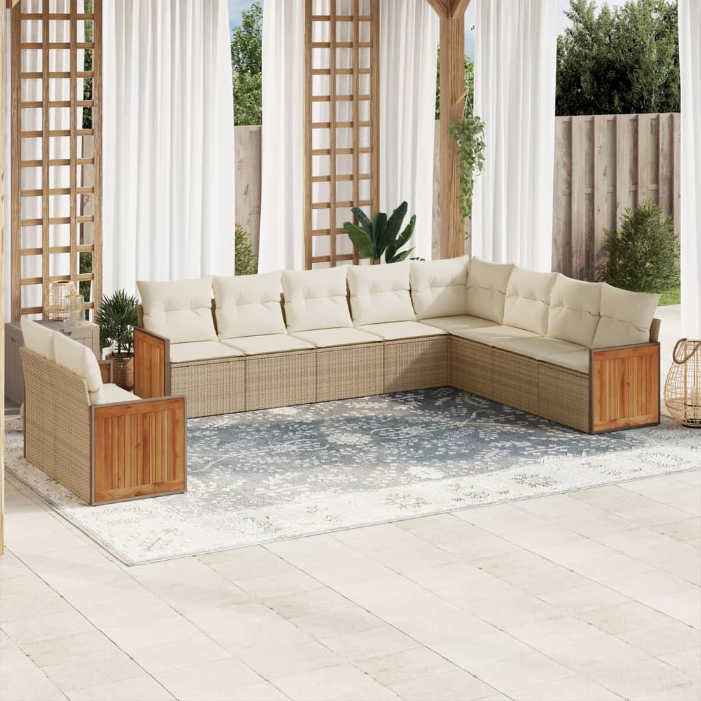 Set Mobilier De Grădină Cu Perne, 10 Piese, , Poliratan