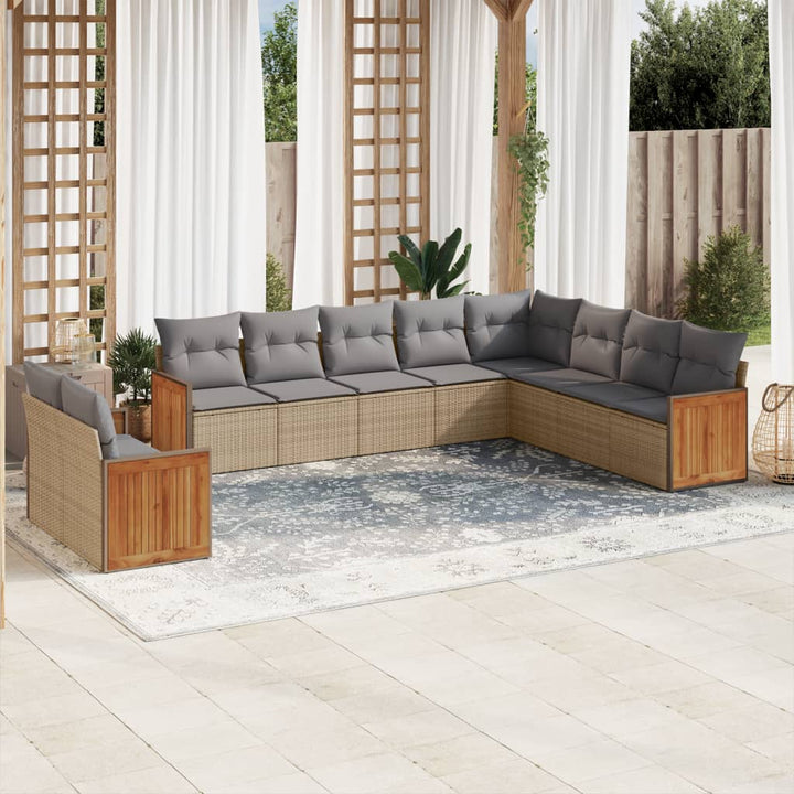 Set Mobilier De Grădină Cu Perne, 10 Piese, , Poliratan
