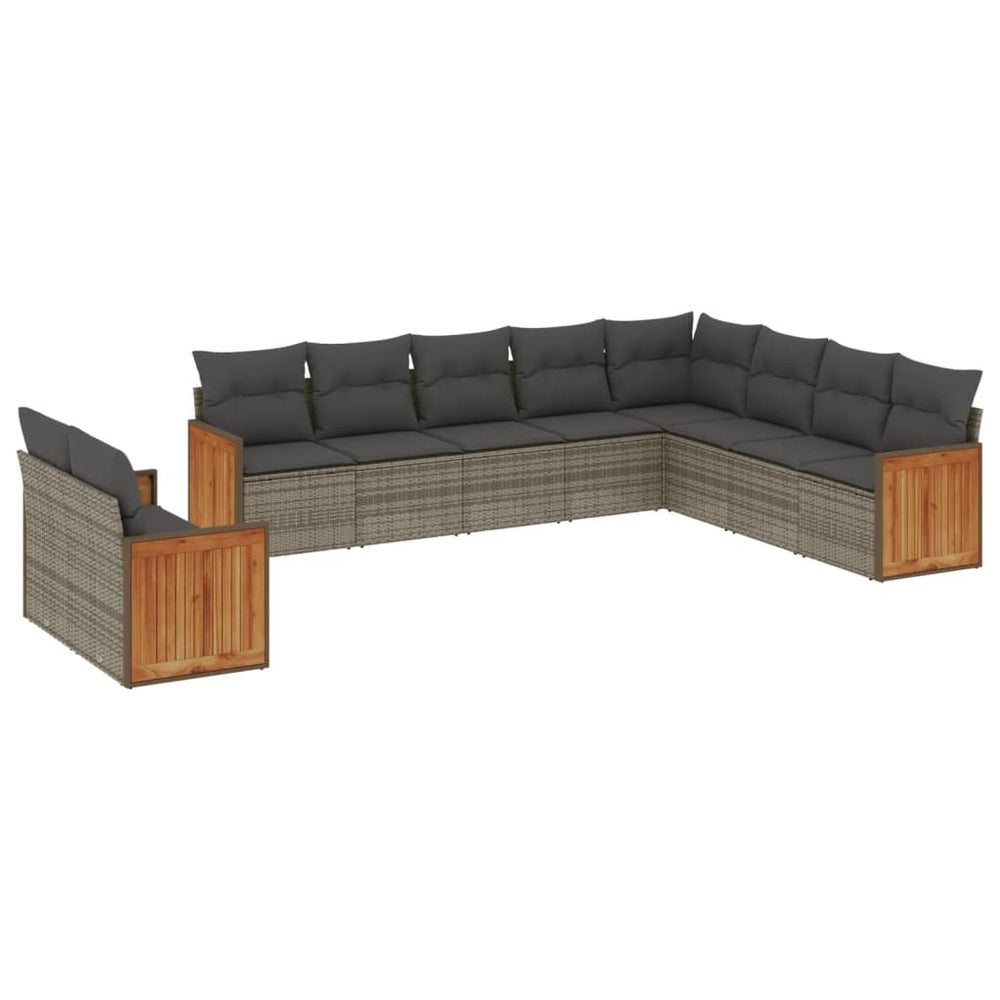 Set Mobilier De Grădină Cu Perne, 10 Piese, , Poliratan