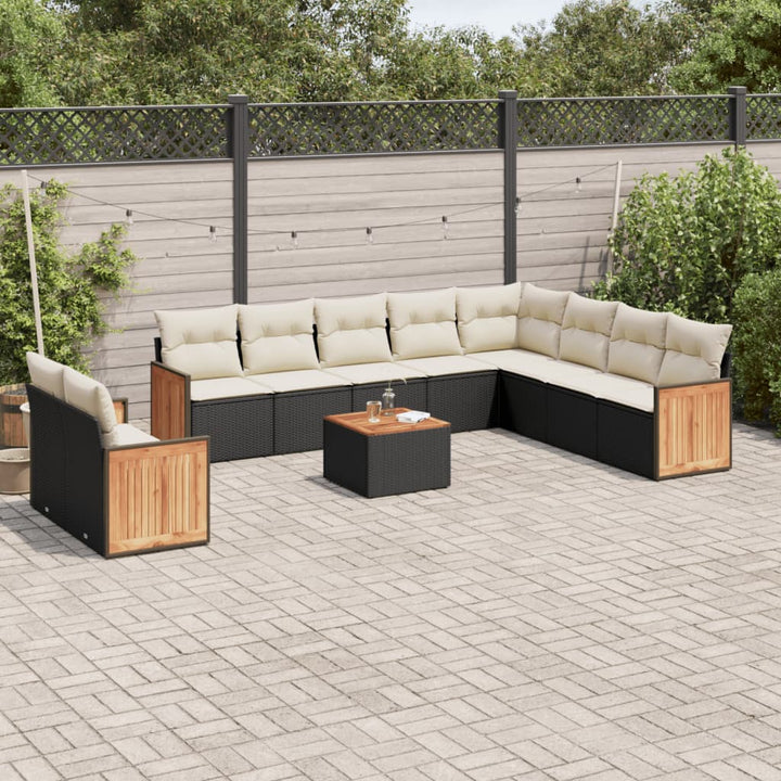 Set Mobilier De Grădină Cu Perne, 10 Piese, , Poliratan
