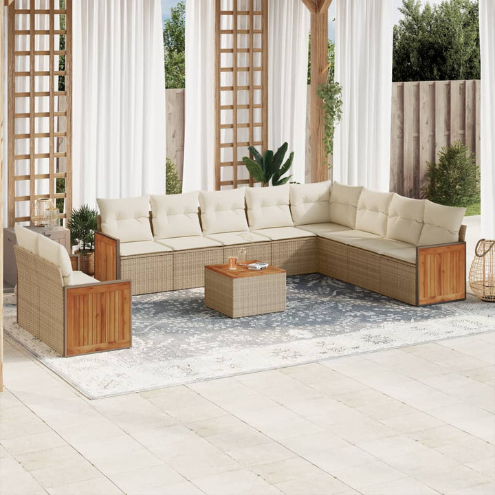 Set Mobilier De Grădină Cu Perne, 10 Piese, , Poliratan
