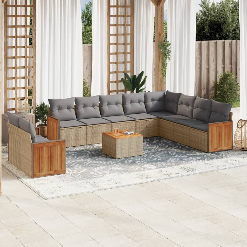 Set Mobilier De Grădină Cu Perne, 10 Piese, , Poliratan