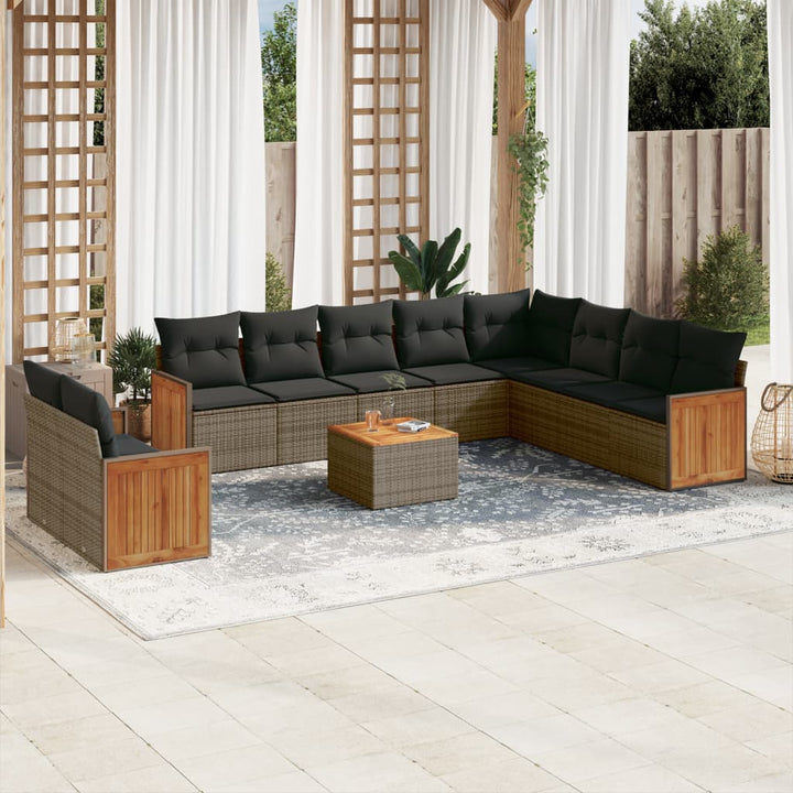 Set Mobilier De Grădină Cu Perne, 10 Piese, , Poliratan