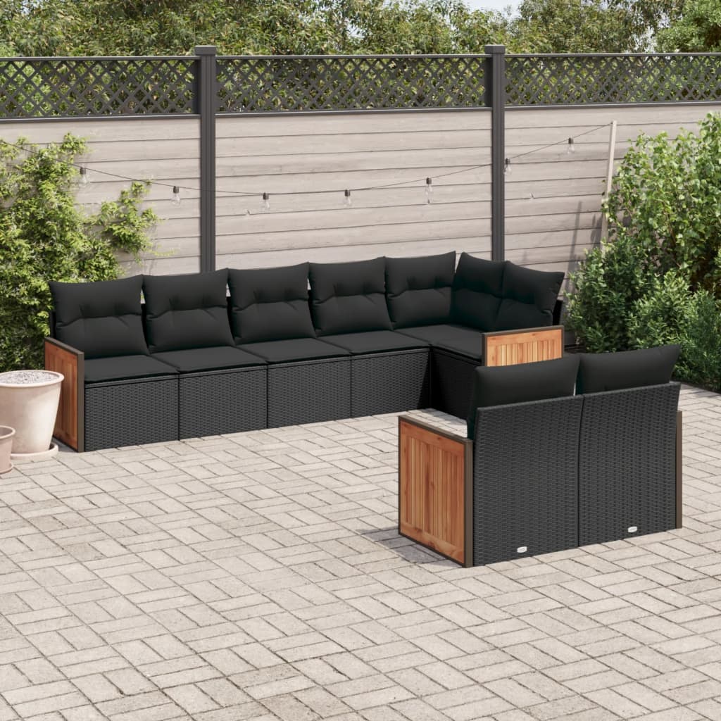 Set Mobilier De Grădină Cu Perne, 8 Piese, , Poliratan