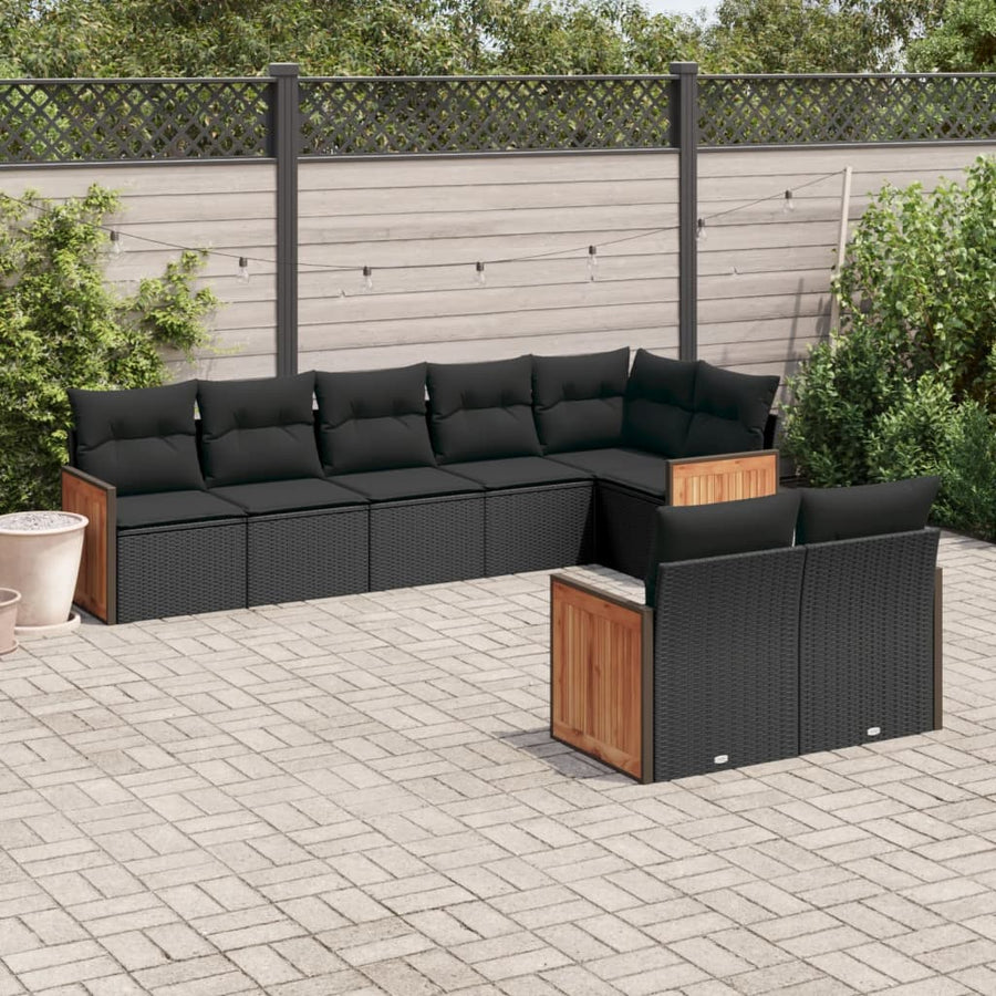 Set Mobilier De Grădină Cu Perne, 8 Piese, , Poliratan
