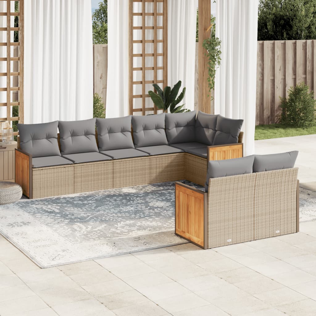 Set Mobilier De Grădină Cu Perne, 8 Piese, , Poliratan