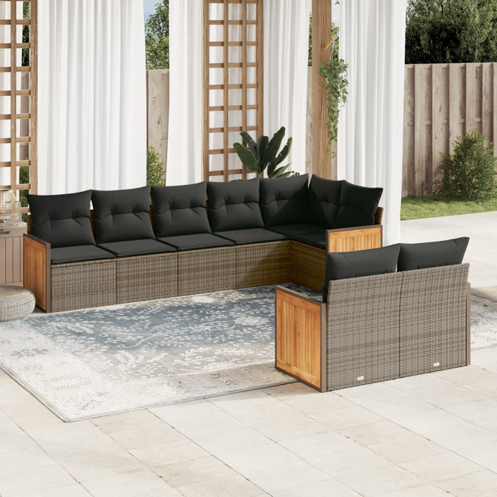 Set Mobilier De Grădină Cu Perne, 8 Piese, , Poliratan