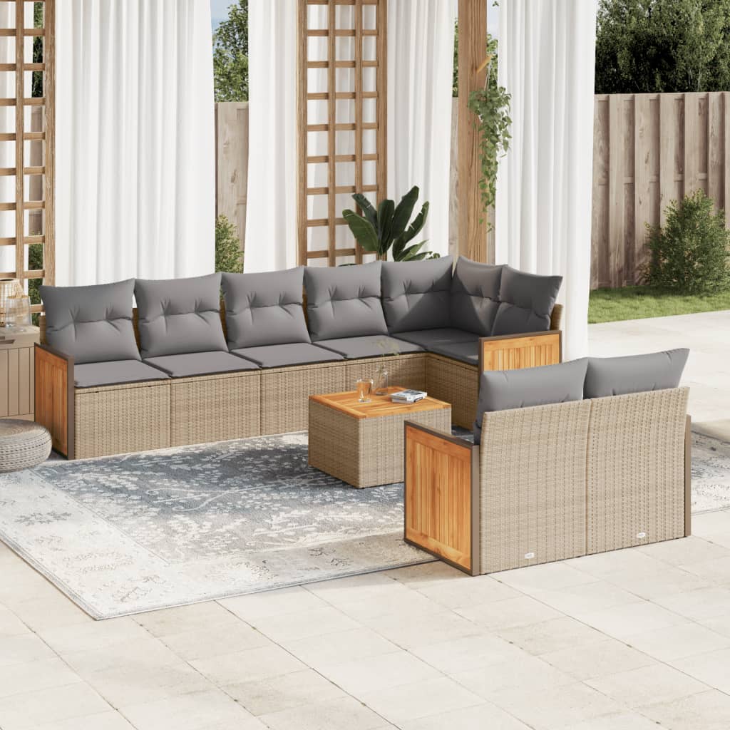 Set Mobilier De Grădină Cu Perne, 8 Piese, , Poliratan