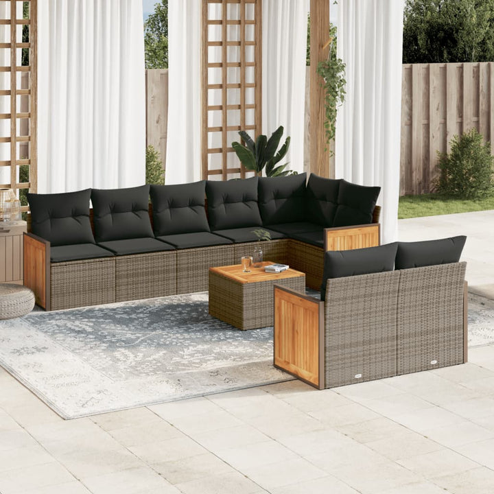 Set Mobilier De Grădină Cu Perne, 8 Piese, , Poliratan