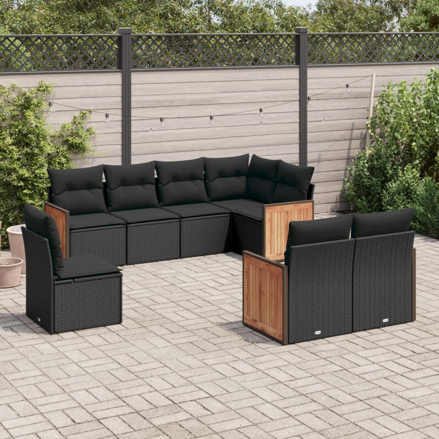 Set Mobilier De Grădină Cu Perne, 8 Piese, , Poliratan