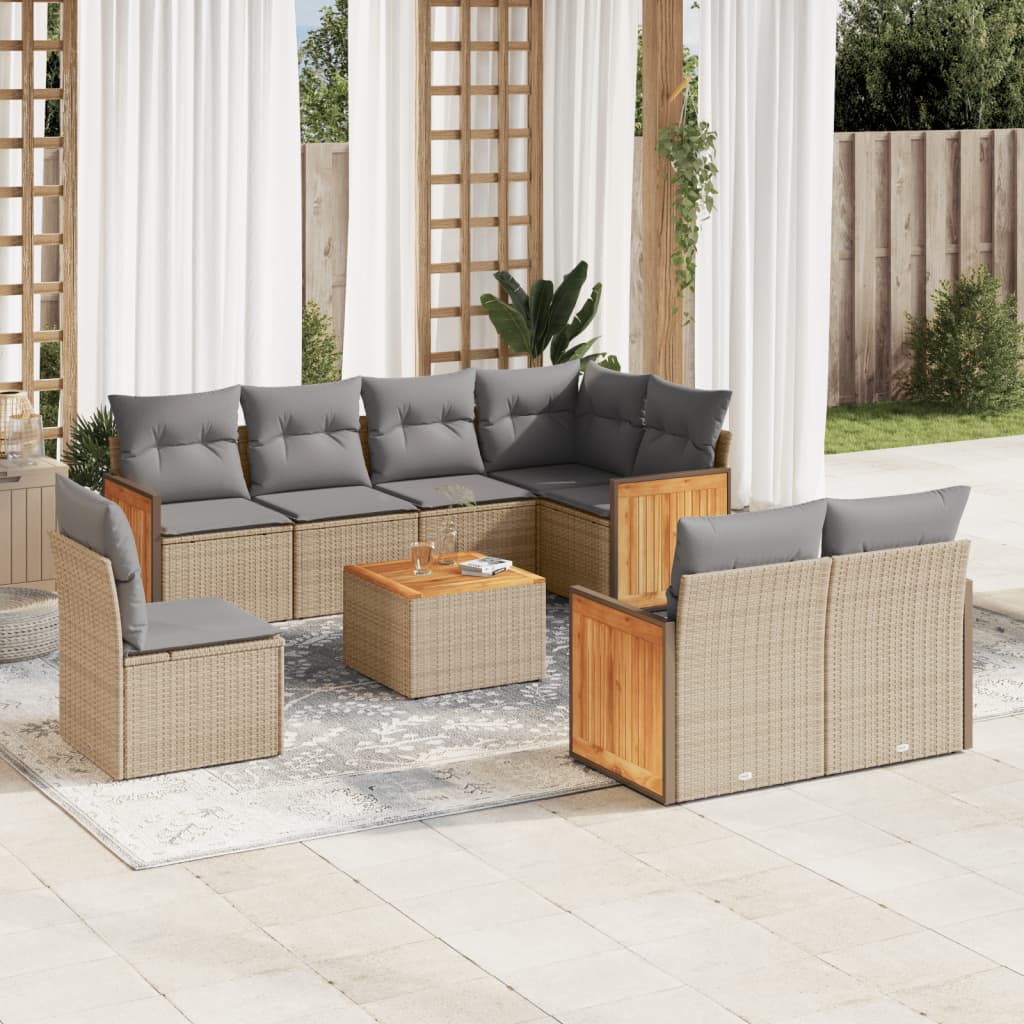 Set Mobilier De Grădină Cu Perne, 8 Piese, , Poliratan