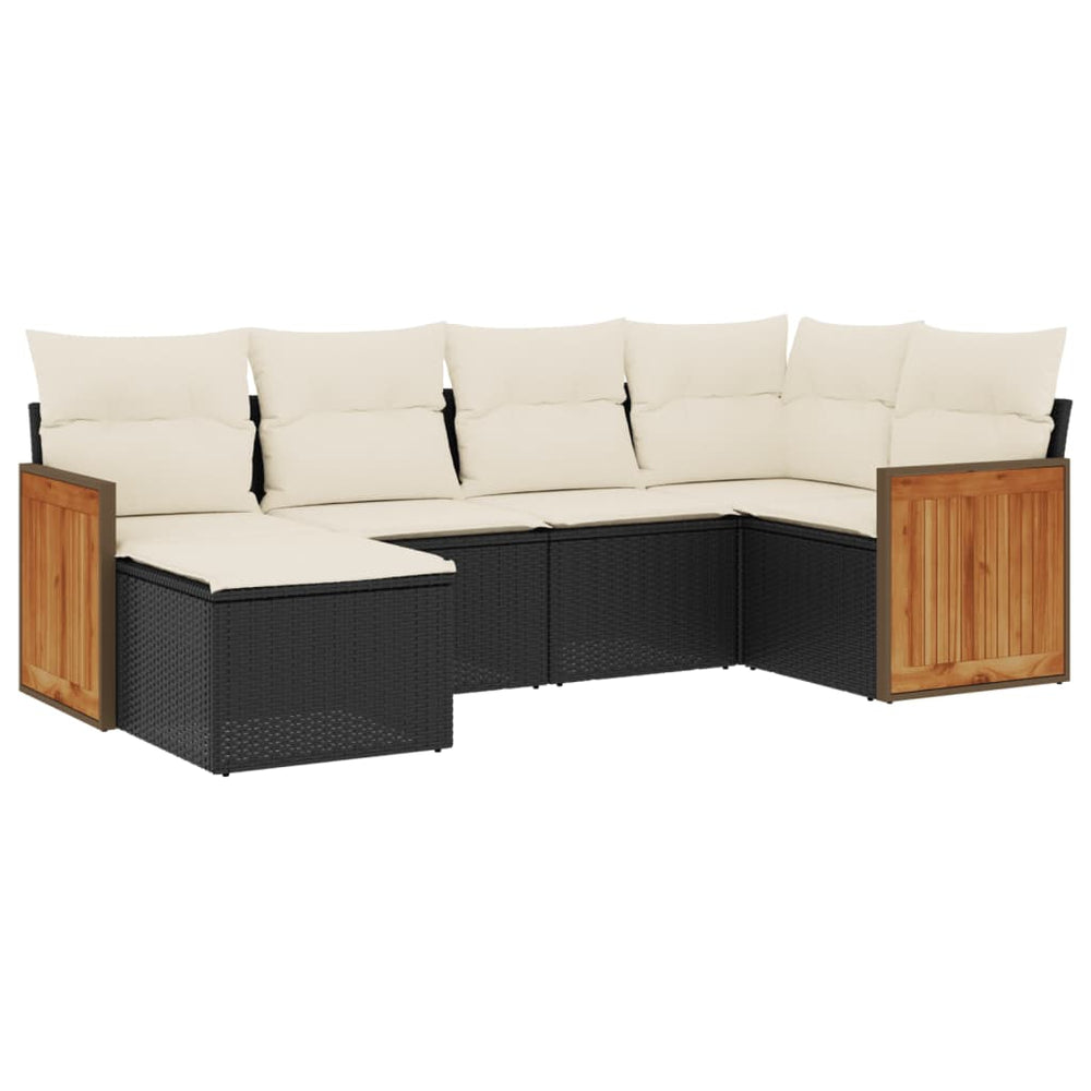 Set Mobilier De Grădină Cu Perne, 6 Piese, Negru, Poliratan