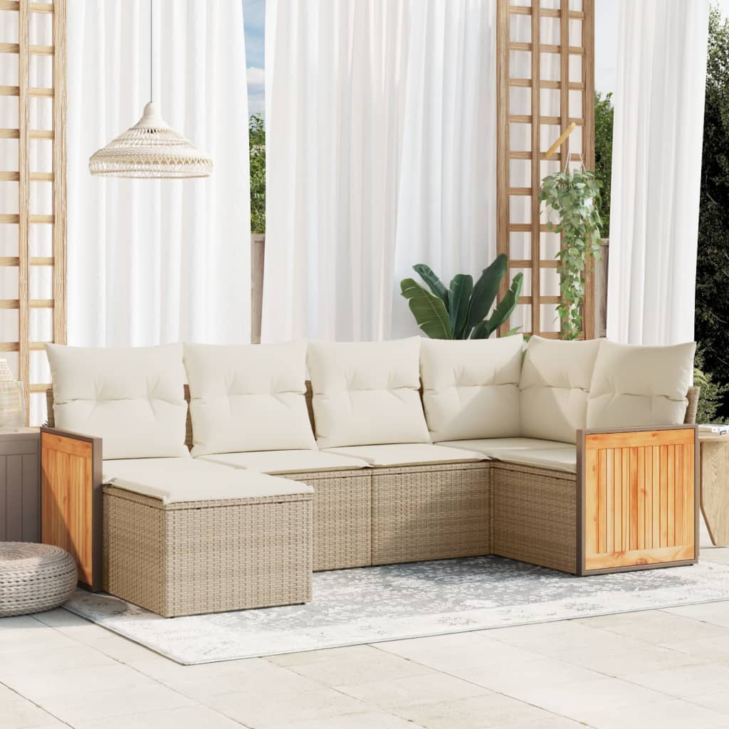 Set Mobilier De Grădină Cu Perne, 6 Piese, Negru, Poliratan